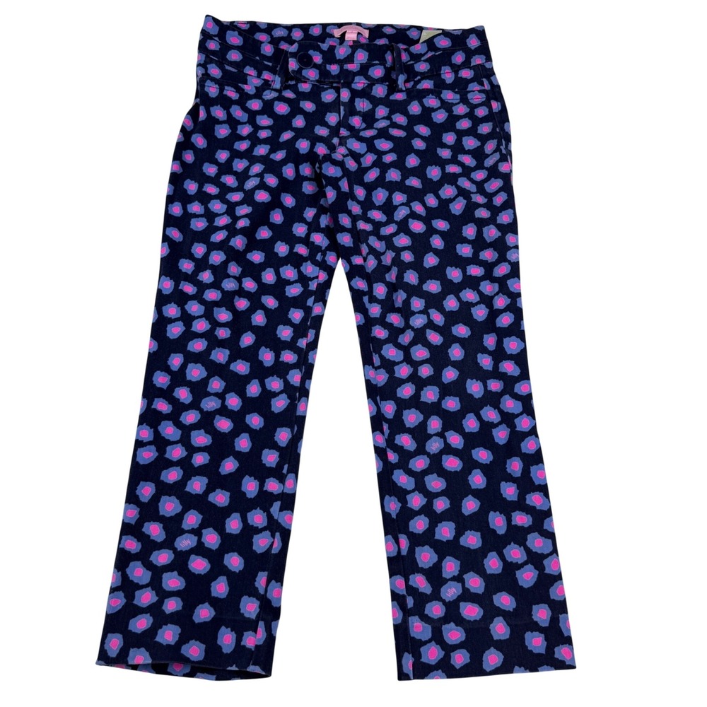 Lilly Pulitzer Skinny Crop Pants Womens 2 Leopard Casual Vacation